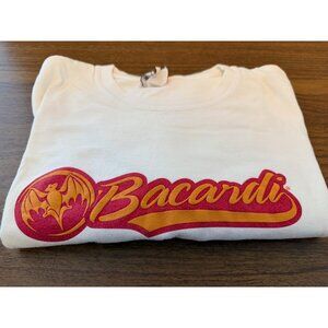 Vintage Bacardi Rum T Shirt Men’s Large White Bat Logo Graphic Promo Tee